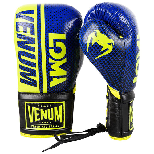 Guantes de boxeo profesional Venum Shield Edici??n Loma - Con cordones - Azul/amarillo Foto 2