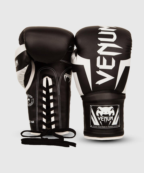 Guantes de Boxeo Venum Elite - Con cordones - Negro/Blanco Foto 1