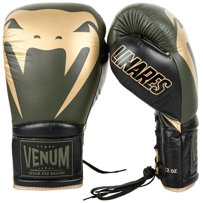 Guantes de boxeo profesional Venum Giant 2.0 Edici??n Linares - Con cordones - Caqui/Negro/Oro Foto 2