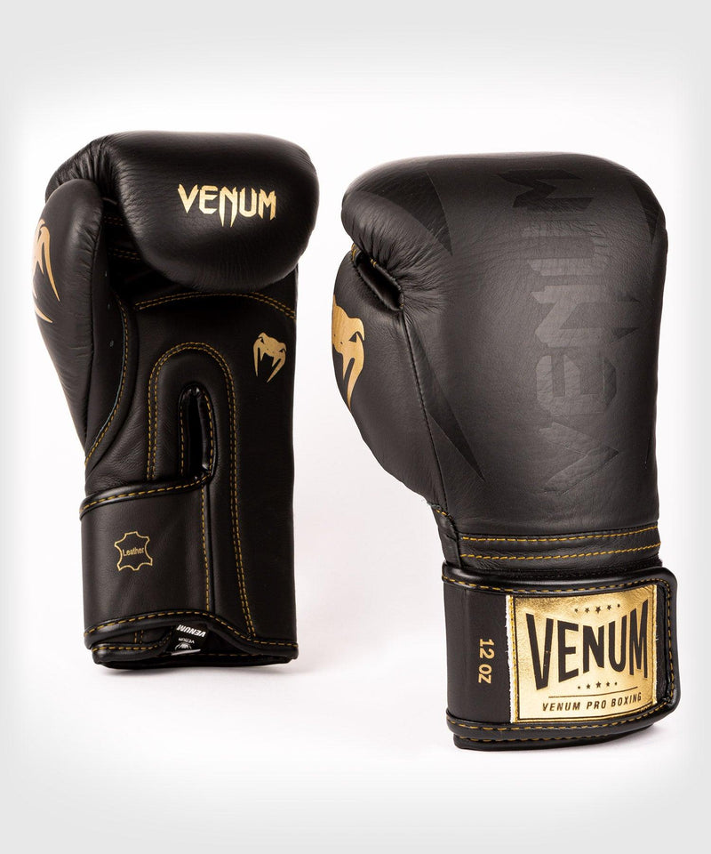 Guantes de Boxeo profesional Venum Hammer â€? Velcro - Negro/Negro-Oro Foto 2