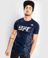 Camiseta De Algodón Manga Corta Para Hombre UFC Venum Authentic Fight Week - Azul Marino