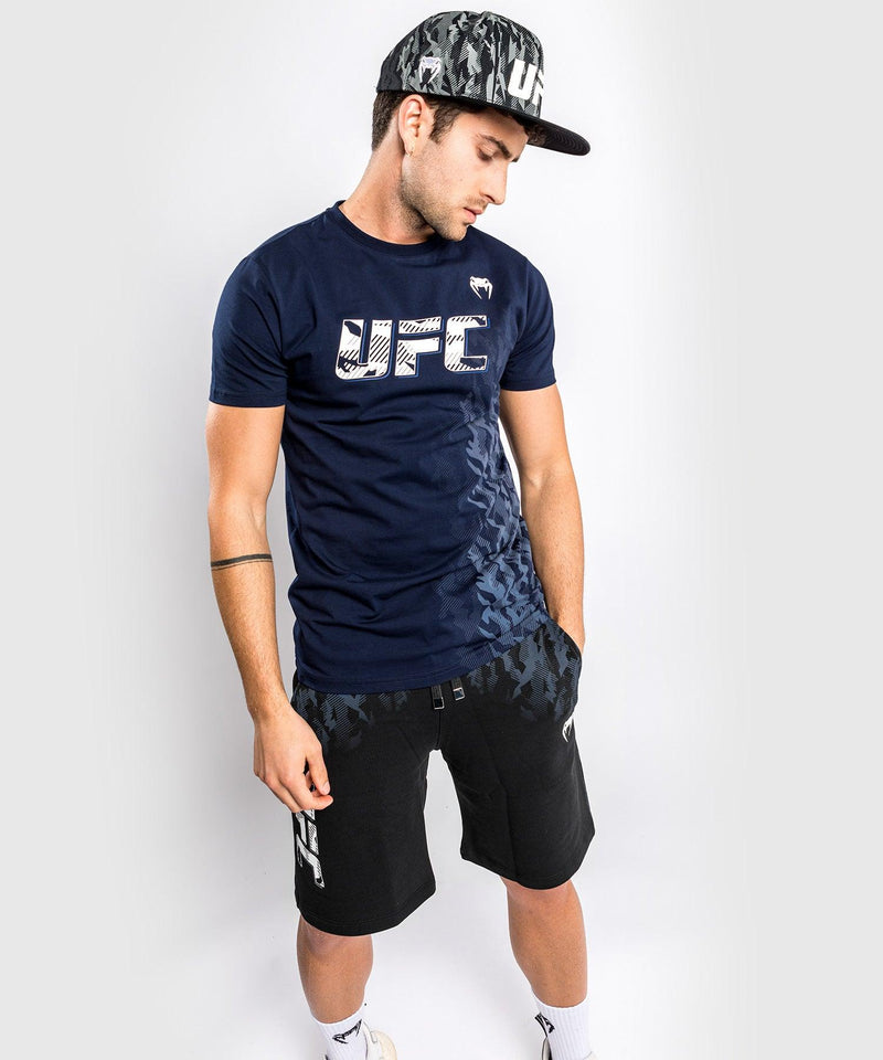 Camiseta De Algodón Manga Corta Para Hombre UFC Venum Authentic Fight Week - Azul Marino