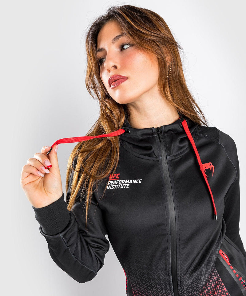 Sudadera con capucha Venum UFC Performance Institute - Para mujer - Negro/Rojo