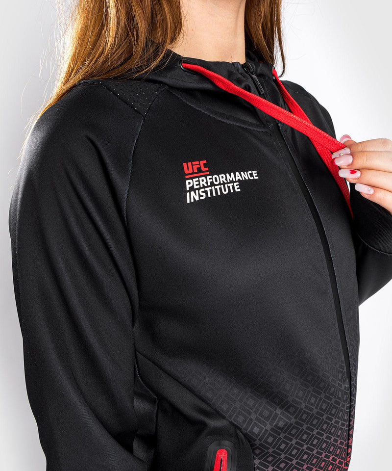 Sudadera con capucha Venum UFC Performance Institute - Para mujer - Negro/Rojo