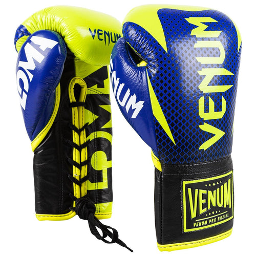 Guantes de boxeo profesional Venum Hammer Edici??n Loma - Con cordones - Azul/Amarillo Foto 1