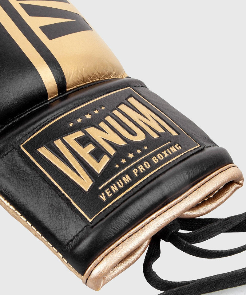 Guantes de Boxeo profesional Venum Shield â€? cordones - Negro/Oro Foto 5