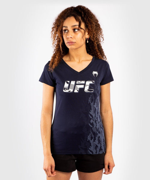 Camiseta De Algod??n Manga Corta Para Mujer UFC Venum Authentic Fight Week - Azul Marino Foto 1