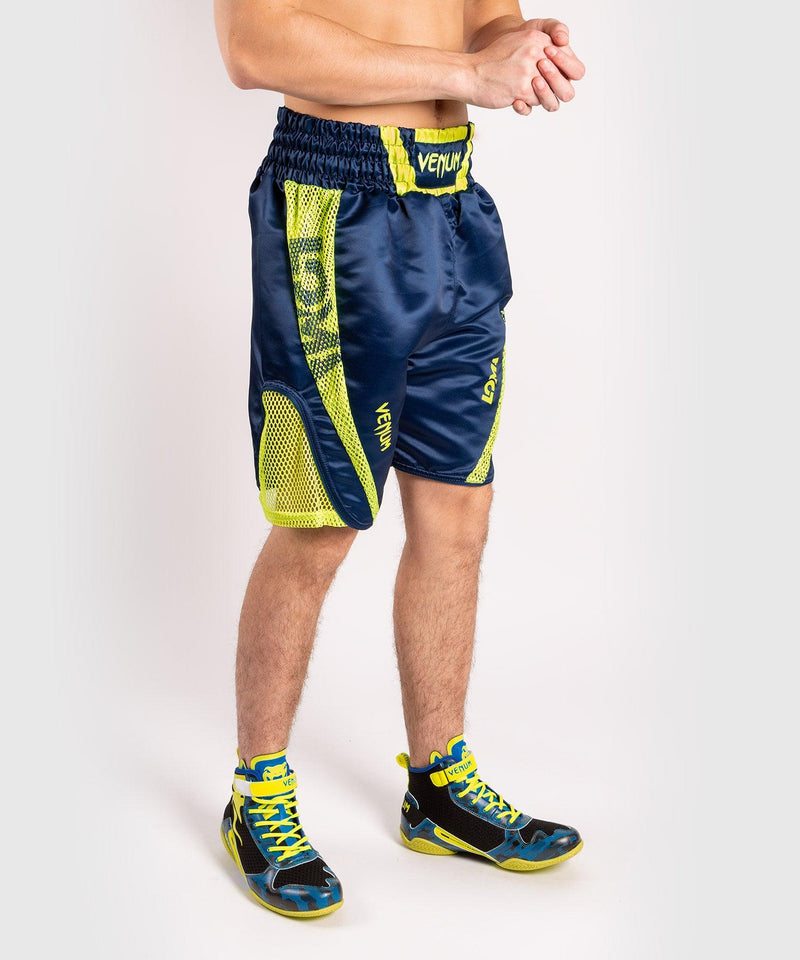 Shorts de boxeo Venum Origins - Azul/Amarillo Foto 4